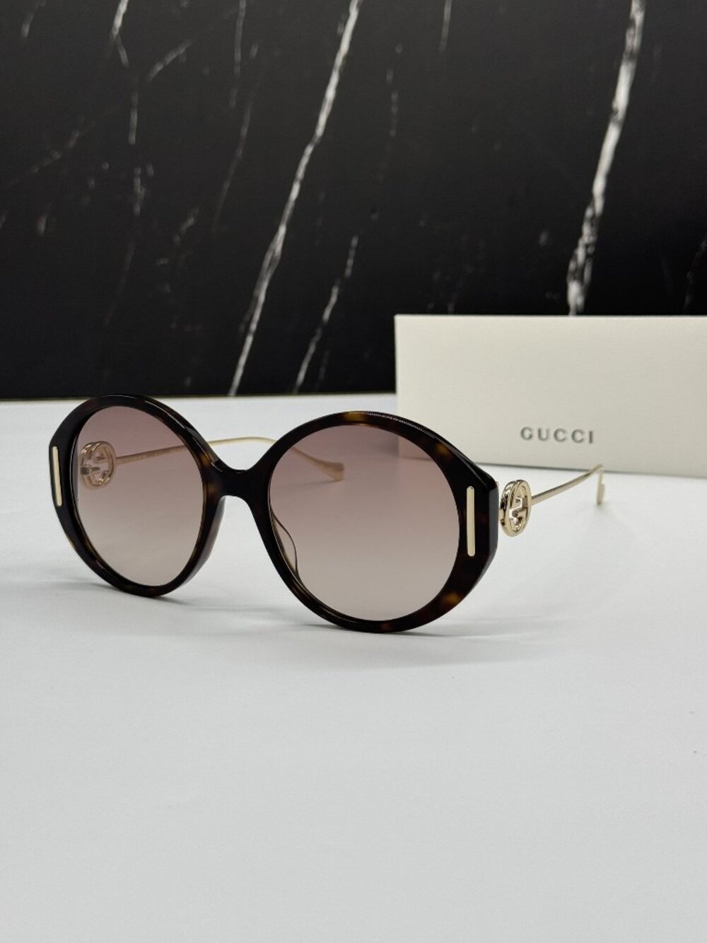 NEW GUCCI GG1202S 003 SUNGLASSES OVERSIZED GOLD/HAVANA WOMEN EYEWEAR - Picture 2 of 11